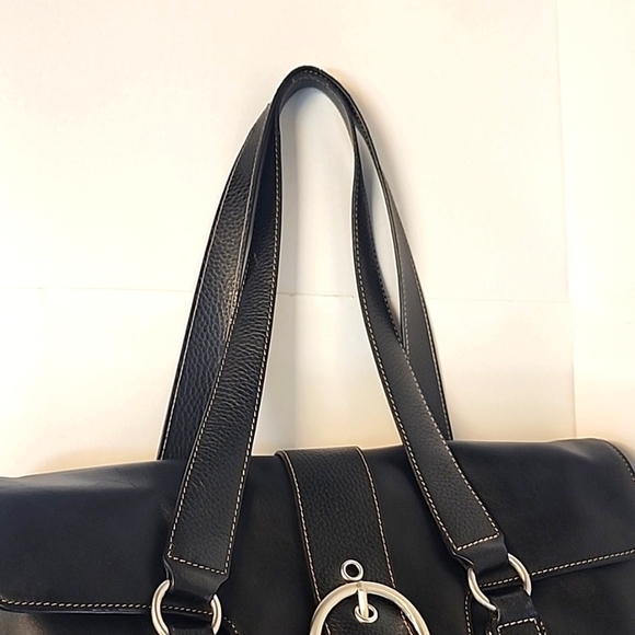 Franklin Covey Black Leather Handbag Travel Laptop Tote Purse - Picture 9 of 16